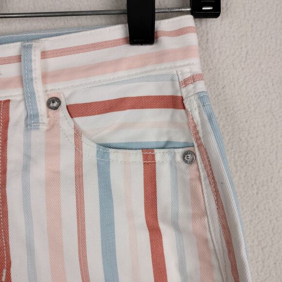 American Eagle Jeans Womens Size 00 Multicolor Striped Denim Taper Mom Pants Y2K - Picture 5 of 16